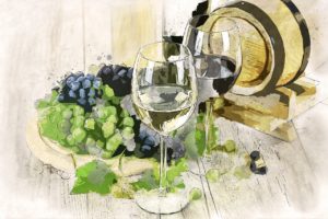 two types of wine, white, wine